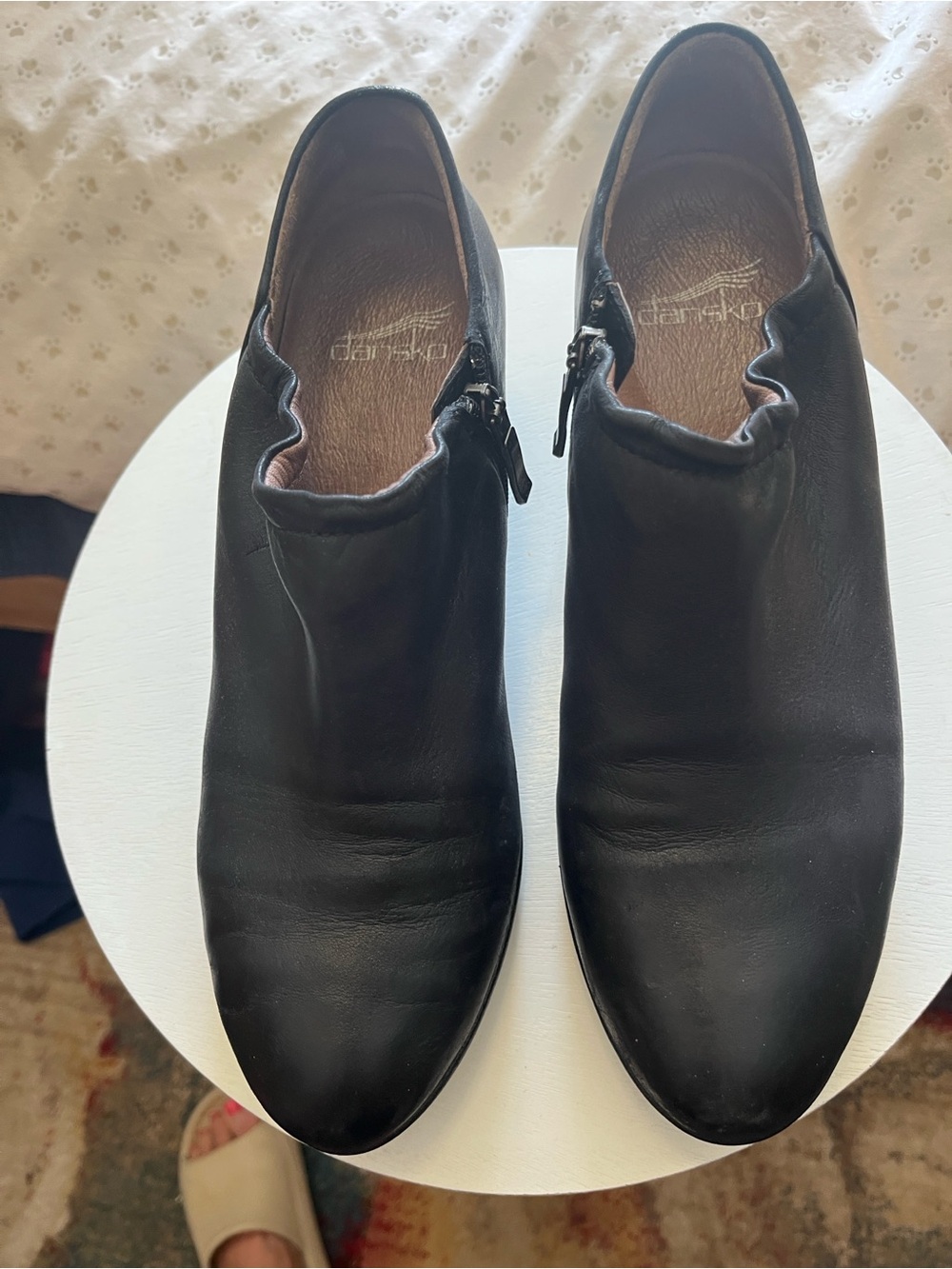 Dansko-Debbie Burnished Nubuck Black Leather AnkleBootie